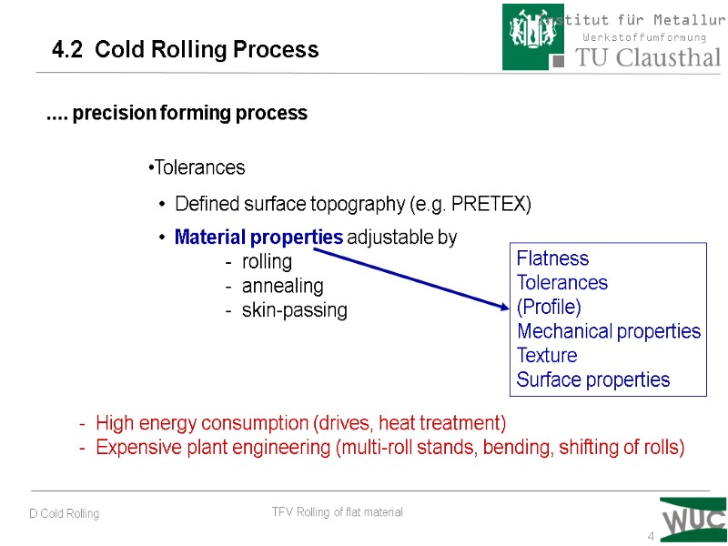 4 4.2  Cold Rolling Process .... precision forming process Tolerances   Defined